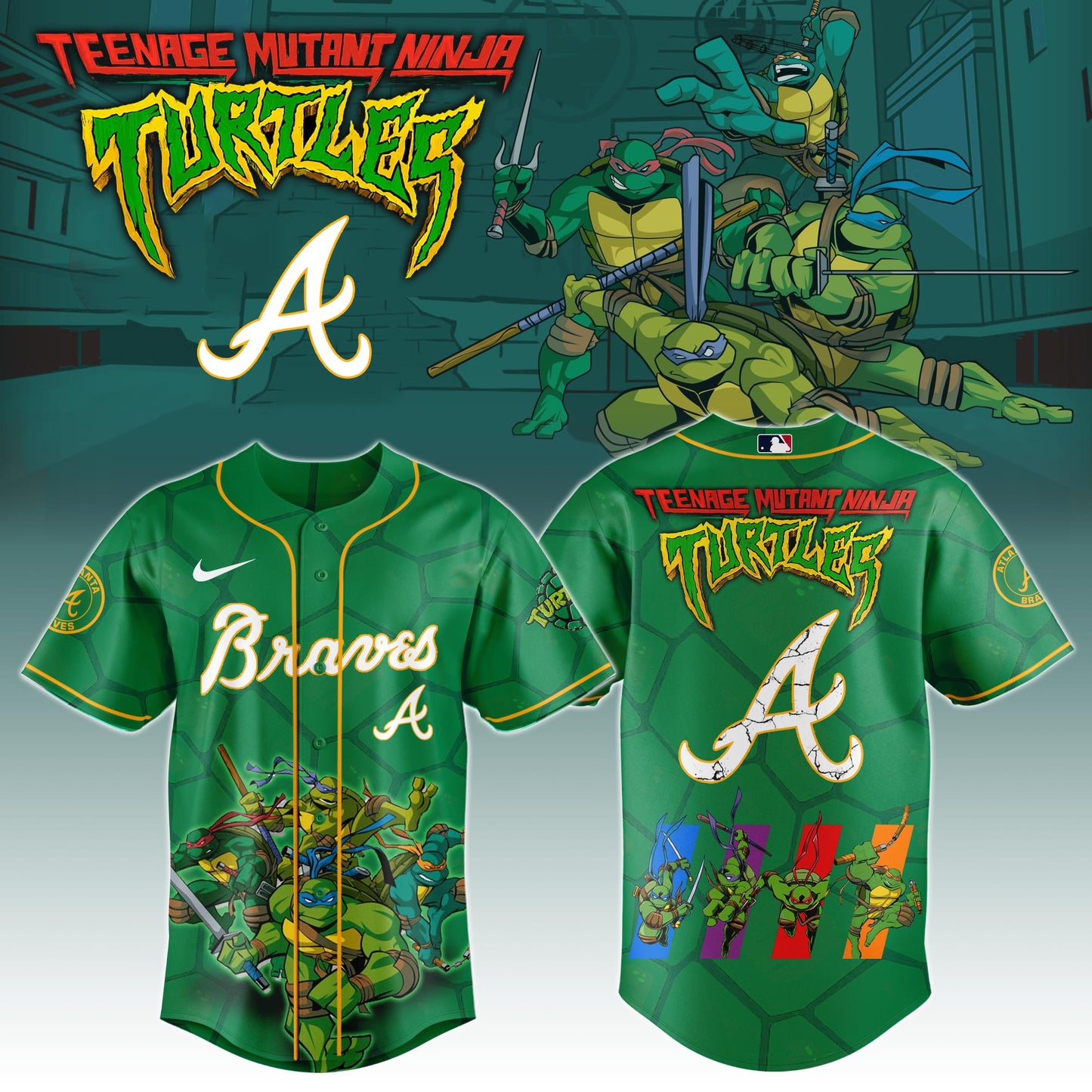 Atlanta Braves MLB x Ninja Turtles Night Game Limited Edition Jersey 2025
