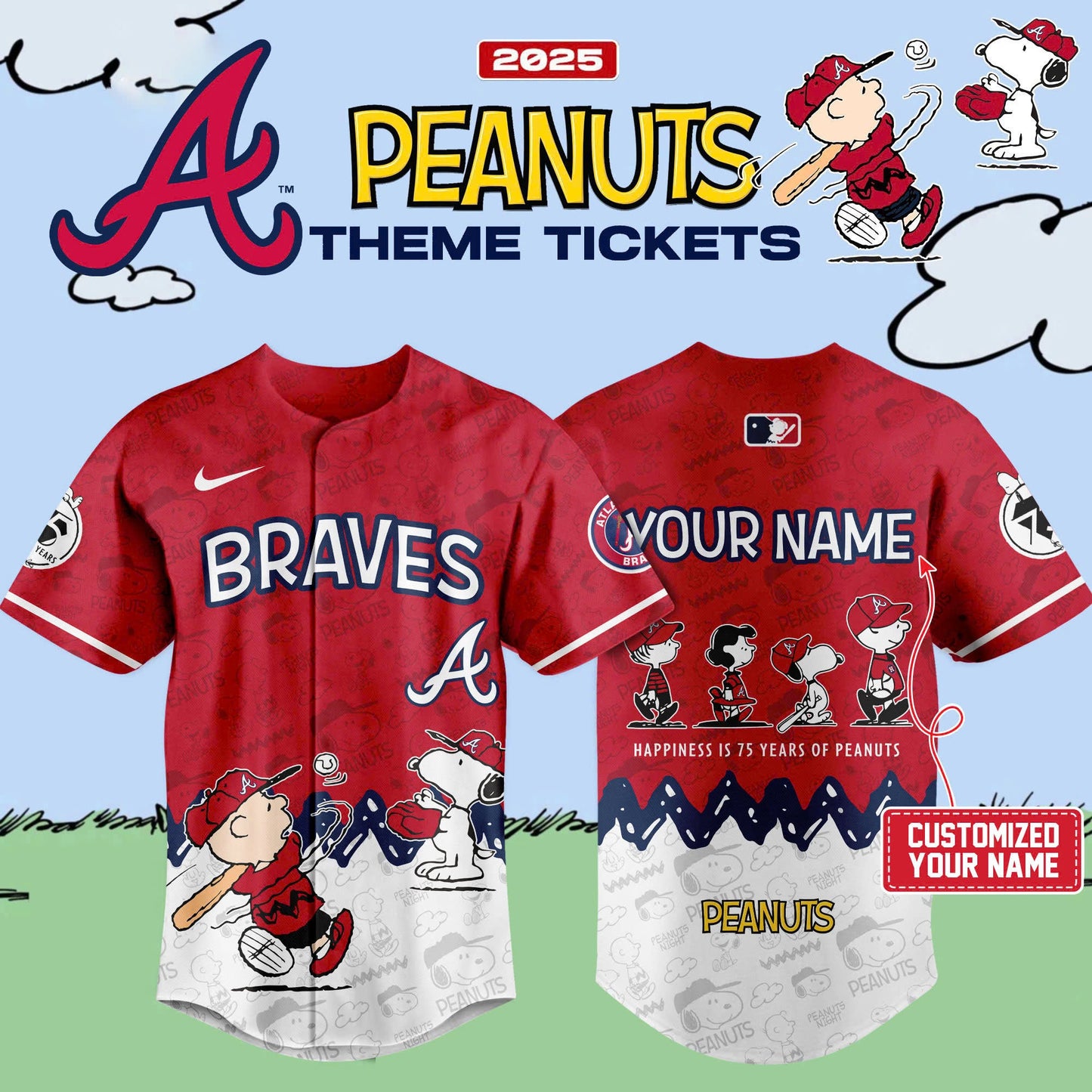 Atlanta Braves x 75th Anniversary Of Peanuts Limited Edition Jersey 2025