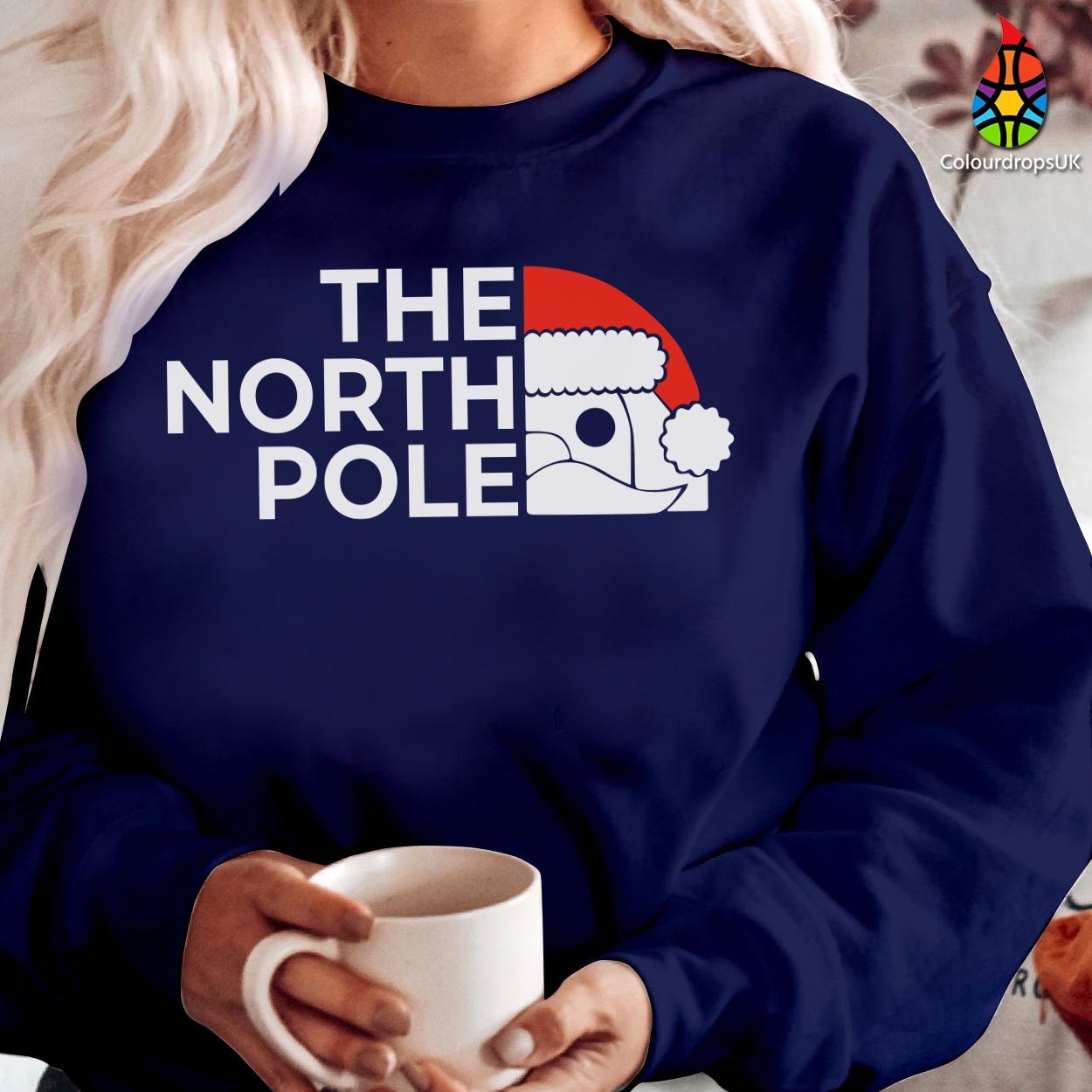 SWEATSHIRT (5226) The North Pole Sweatshirt, Xmas Christmas Crewneck Jumper for her Women, Santa Elf Reindeer  Outfit, Family Holiday Gift