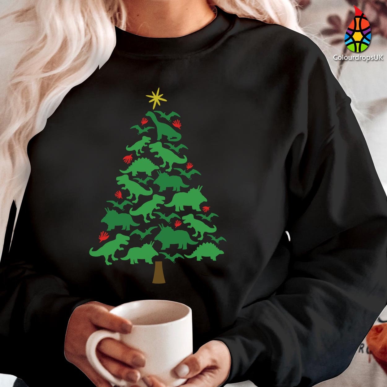 SWEATSHIRT (5109) TREE REX Christmas Tree Dinosaur Xmas Sweatshirts Christmas jumper funny Lapland gift for Mens Womens Christmas Jumper