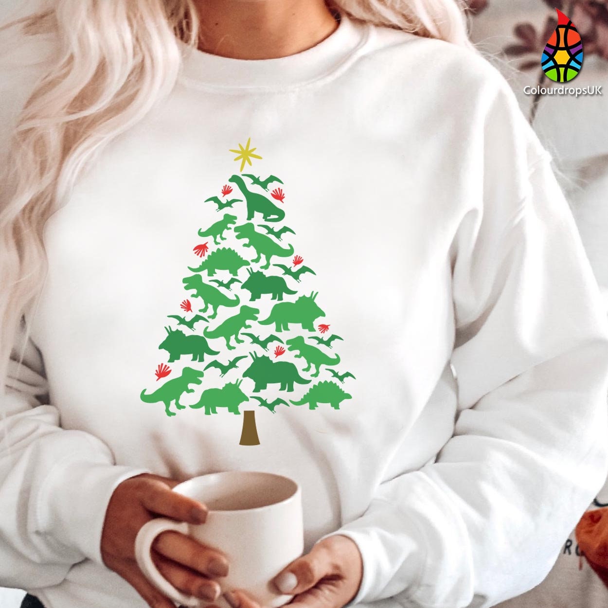 SWEATSHIRT (5109) TREE REX Christmas Tree Dinosaur Xmas Sweatshirts Christmas jumper funny Lapland gift for Mens Womens Christmas Jumper