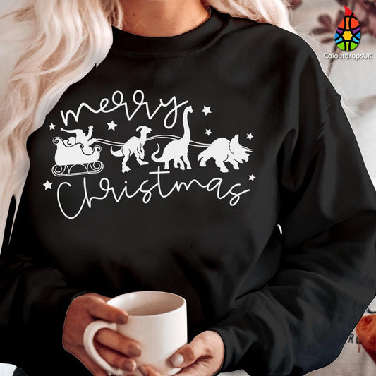 SWEATSHIRT (5110) Merry Christmas TREE REX Christmas Dinosaur Xmas Sweatshirt Christmas jumper funny Lapland gift for  Mens Womens Christmas