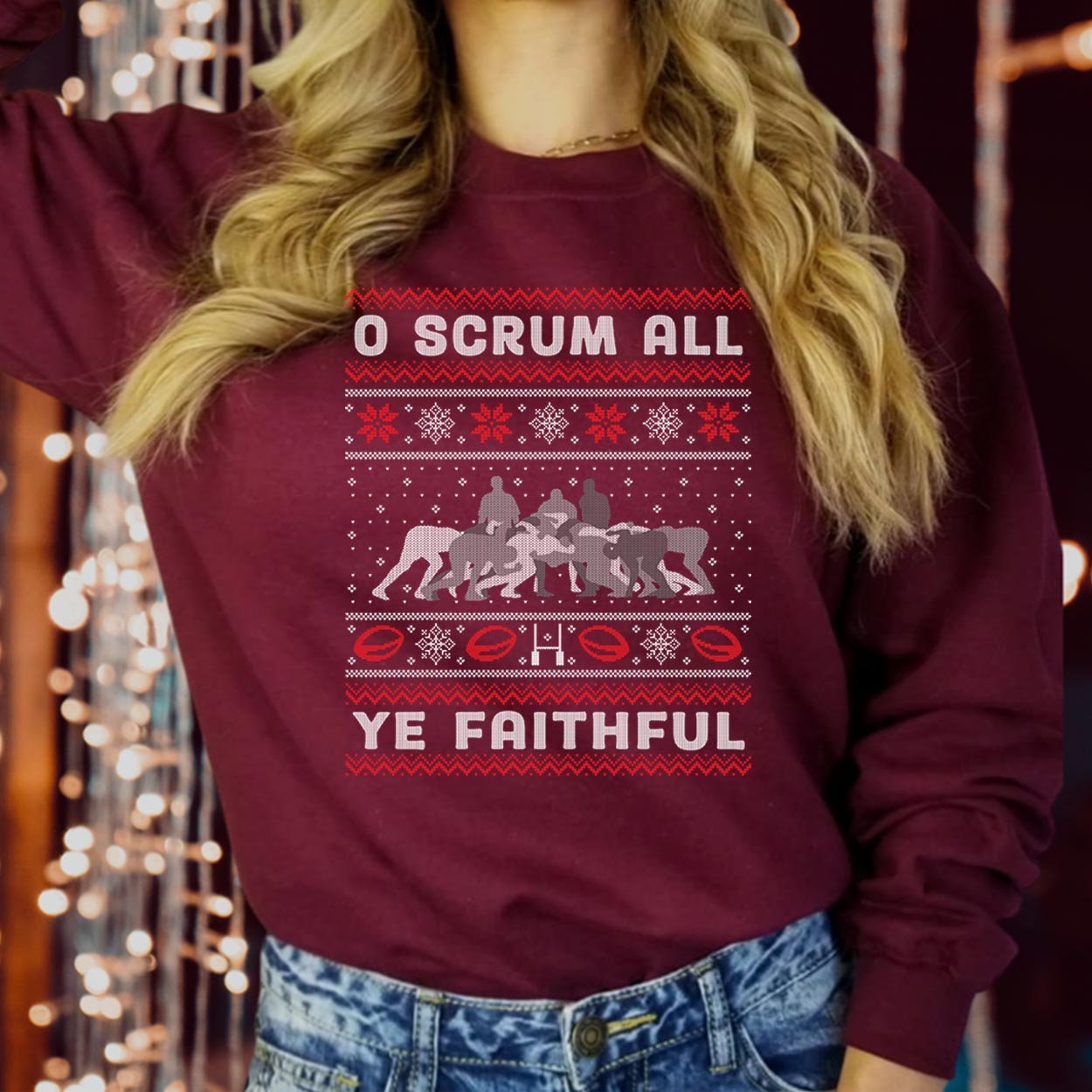 SWEATSHIRT (5233) O Scrum All Ye Faithful Christmas Sweatshirt Kids Adults Men's Xmas Funny Rugby Wales England  Christmas Jumper