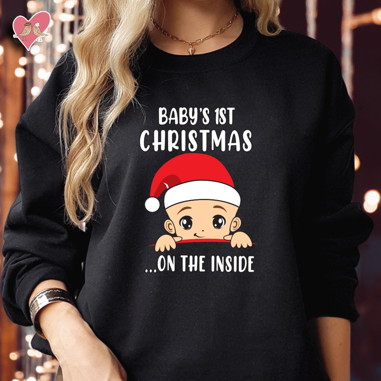 SWEATSHIRT (5031) BABY'S 1st CHRISTMAS On The Inside Maternity Pregnancy Sweatshirts New Mom Mum to be Announcement Funny Xmas Gift Jumper