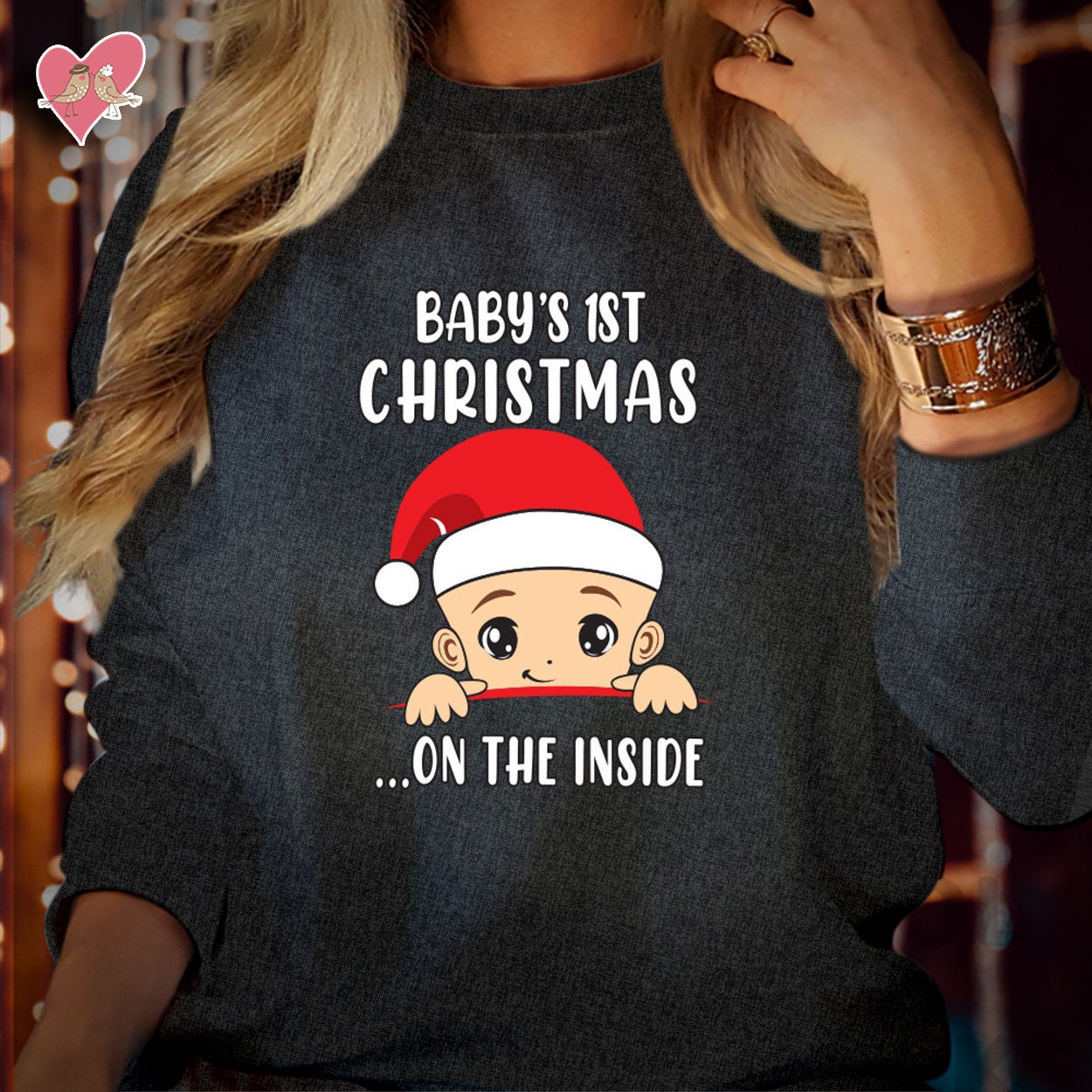 SWEATSHIRT (5031) BABY'S 1st CHRISTMAS On The Inside Maternity Pregnancy Sweatshirts New Mom Mum to be Announcement Funny Xmas Gift Jumper