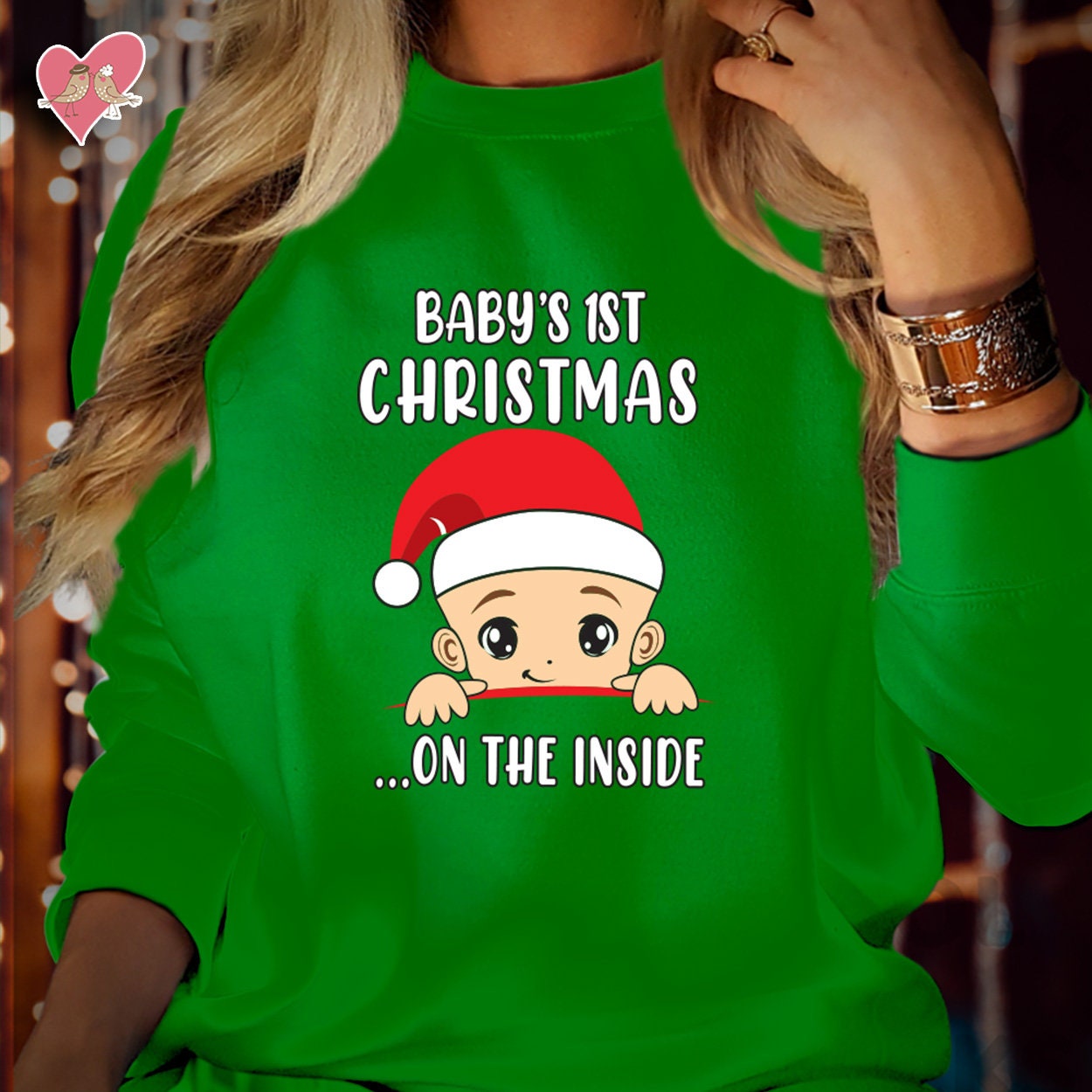 SWEATSHIRT (5031) BABY'S 1st CHRISTMAS On The Inside Maternity Pregnancy Sweatshirts New Mom Mum to be Announcement Funny Xmas Gift Jumper