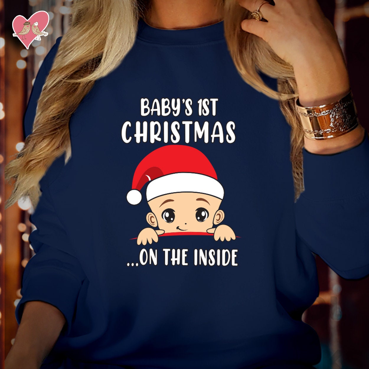 SWEATSHIRT (5031) BABY'S 1st CHRISTMAS On The Inside Maternity Pregnancy Sweatshirts New Mom Mum to be Announcement Funny Xmas Gift Jumper