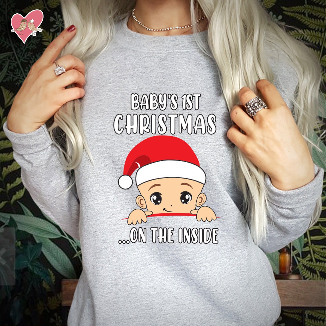 SWEATSHIRT (5031) BABY'S 1st CHRISTMAS On The Inside Maternity Pregnancy Sweatshirts New Mom Mum to be Announcement Funny Xmas Gift Jumper