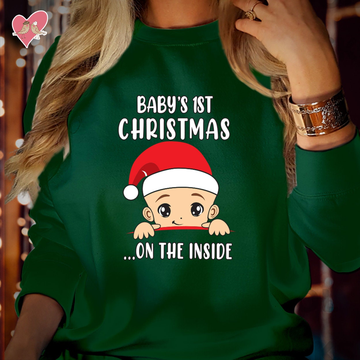 SWEATSHIRT (5031) BABY'S 1st CHRISTMAS On The Inside Maternity Pregnancy Sweatshirts New Mom Mum to be Announcement Funny Xmas Gift Jumper