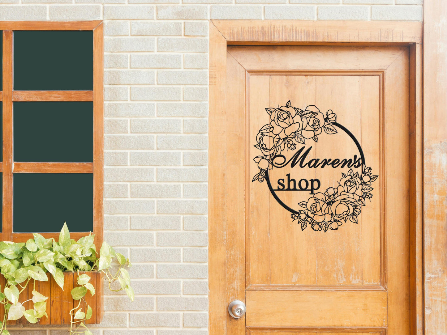 Flower Metal Wall Art,Personalized Name Sign,Custom Design Decorative,Rose Shop Sign,Floral Garden Sign,Floral Metal Sign,Greenhouse Sign