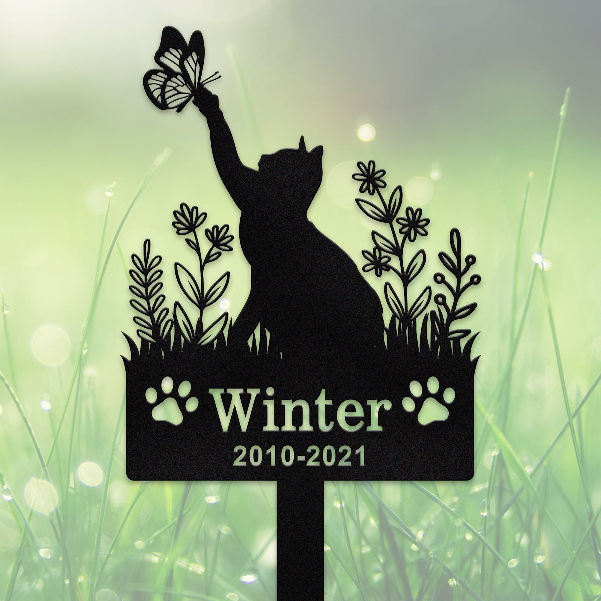 Personalized Cat Memorial Stake,Custom Cat Name Stake,Cat Grave Markers,Cat Sign for Garden,Cat Loss Gift, Cat Burial Stake,Cat Garden Decor