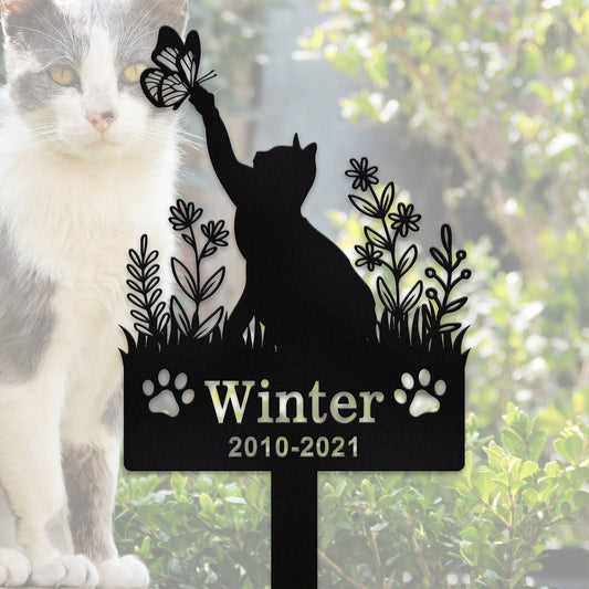 Personalized Cat Memorial Stake,Custom Cat Name Stake,Cat Grave Markers,Cat Sign for Garden,Cat Loss Gift, Cat Burial Stake,Cat Garden Decor