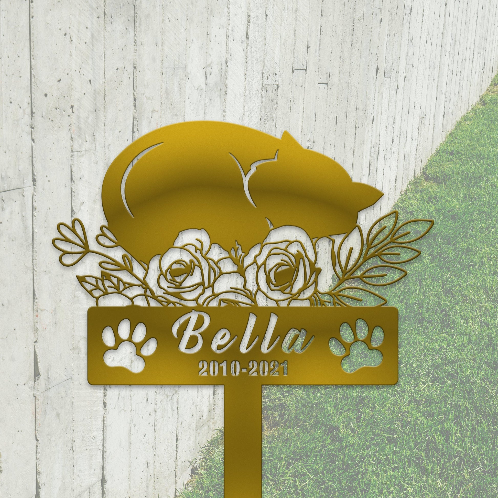 Personalized Cat Metal Sign With Stake,Cat Memorial Stake,Custom Cat Name Stake,Pet Grave Markers Sign,Cat Loss Gift,Flower Cat Garden Decor