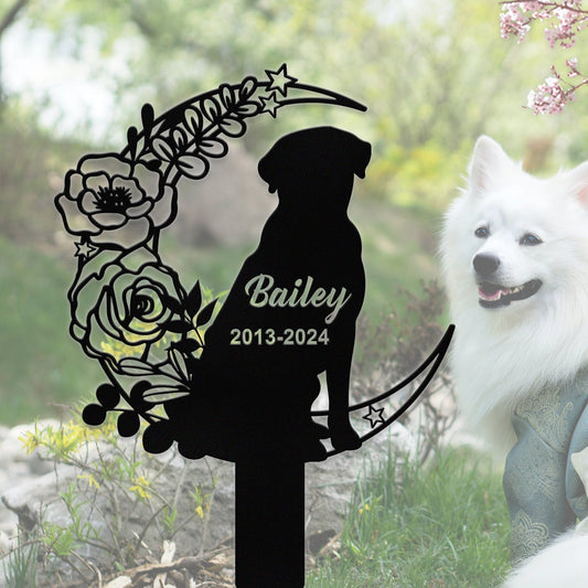 Personalized Dog Memorial Stake, Custom Dog Flowers Grave Marker, Metal Dog Sign for Garden, Pet Loss Gift, Dog Burial Stake, Garden Decor