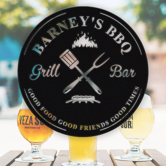 Personalized Grill Master Metal Sign,Custom Bar and Grill,Unique Metal Decor,Unique BBQ Grill Area Outdoor Kitchen Decoration,BBQ Lover Gift