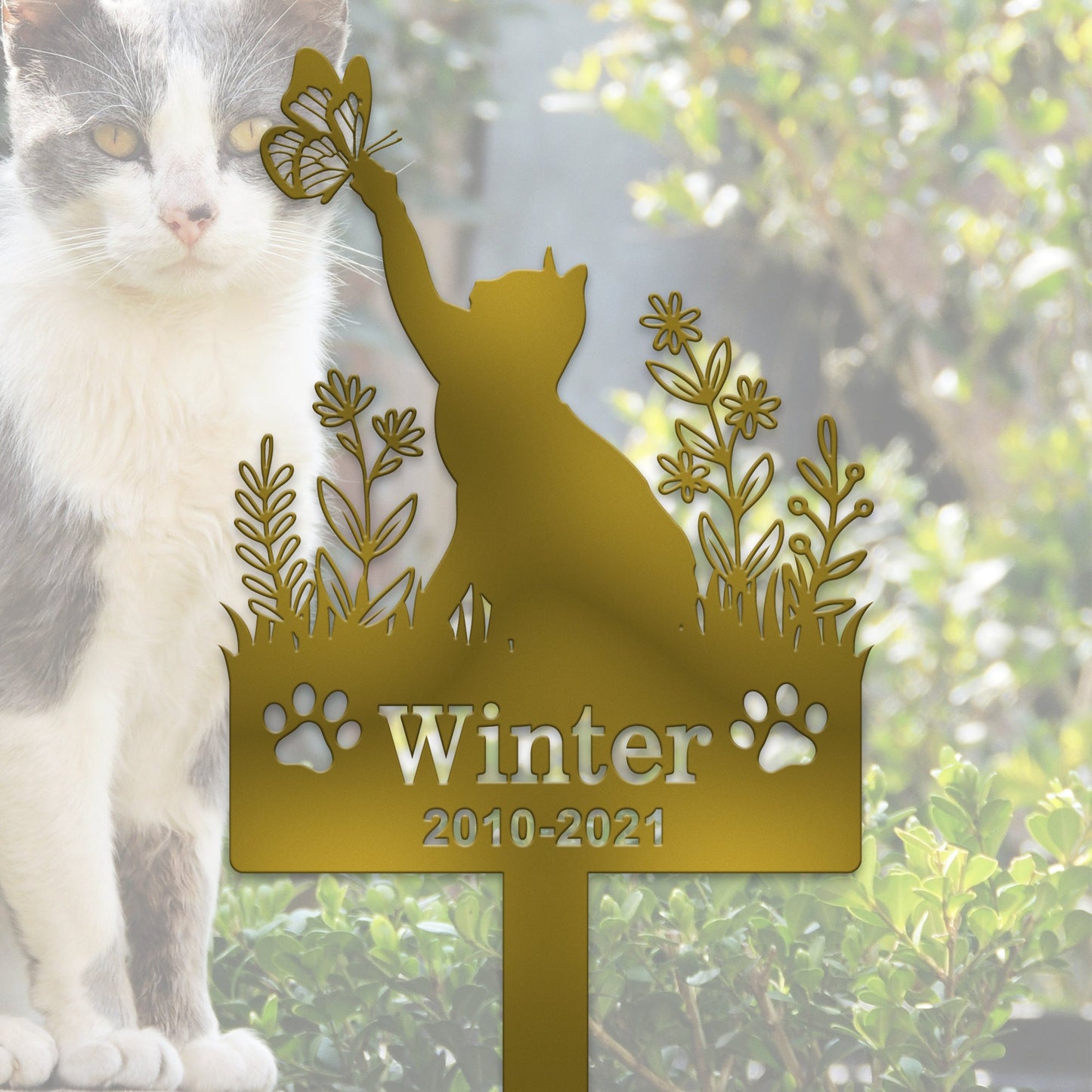 Personalized Cat Memorial Stake,Custom Cat Name Stake,Cat Grave Markers,Cat Sign for Garden,Cat Loss Gift, Cat Burial Stake,Cat Garden Decor