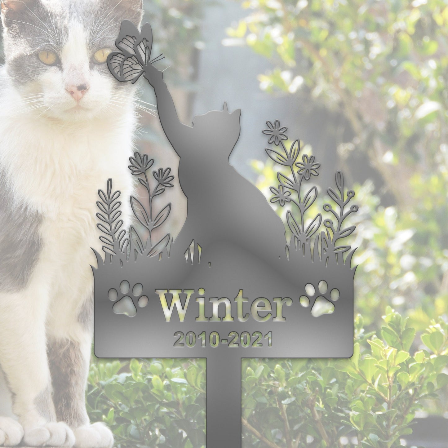 Personalized Cat Memorial Stake,Custom Cat Name Stake,Cat Grave Markers,Cat Sign for Garden,Cat Loss Gift, Cat Burial Stake,Cat Garden Decor