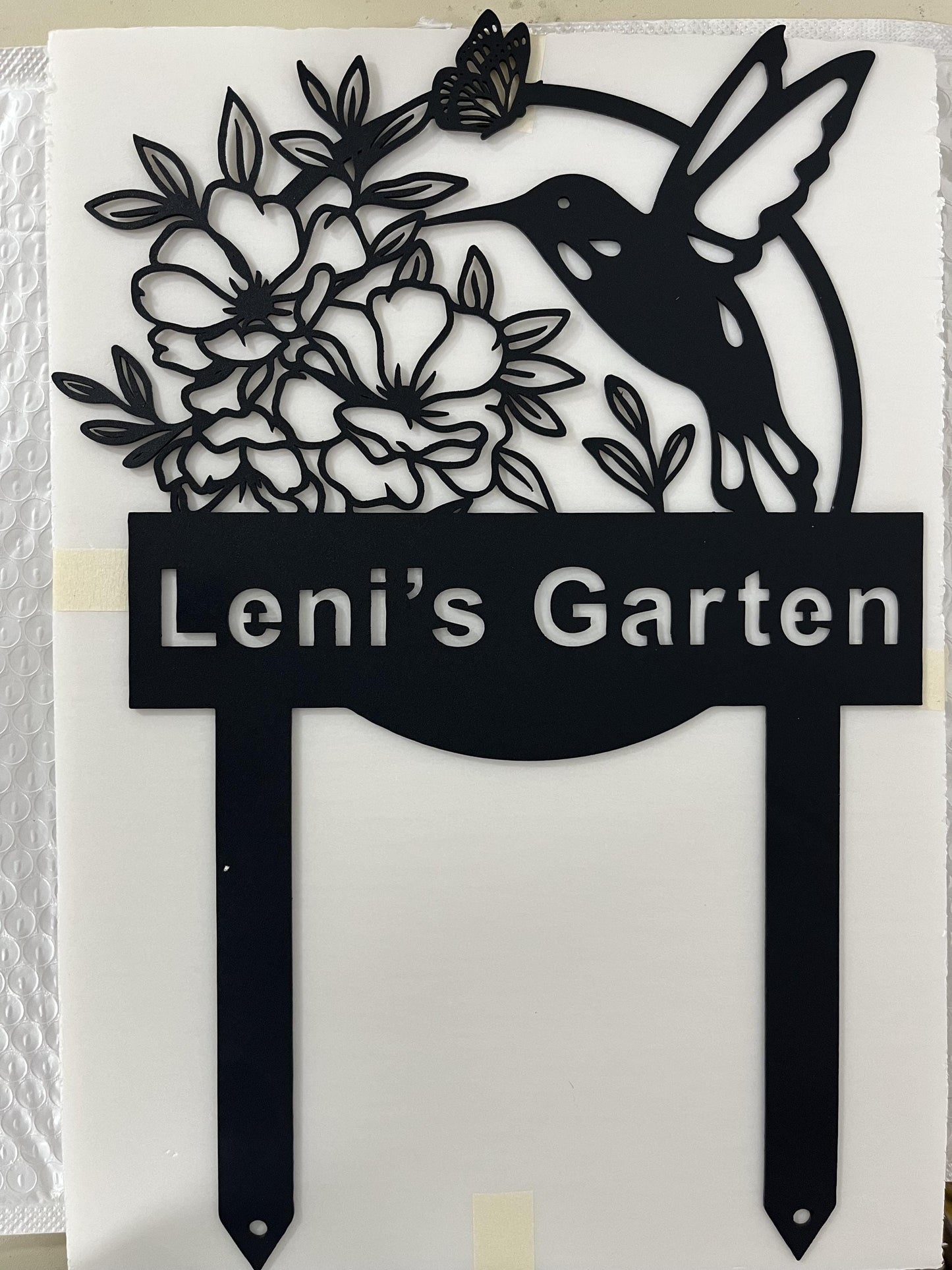 Personalized Metal Garden Decor, Garden Sign with Bird Flower, Bird with Stakes Garden Sign, Metal Yard Decor, Home Gift