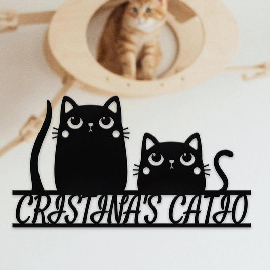 Cute Kitten Metal Sign,Personalized Cat Sign, Custom Cute Cat Name Sign, Cat Lover Gift, Cat Hanging Sign,Cat Metal Wall Decor, Cattery Sign