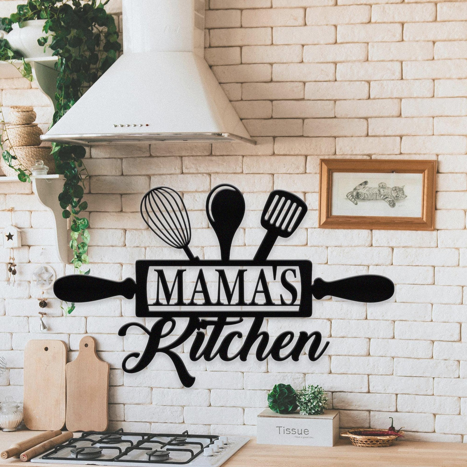 Personalized Kitchen Metal Sign, Custom Kitchen Name Sign, Housewarming Wall Art Decor, Cooking lover Gift, Moms Kitchen, Gift for Grandma