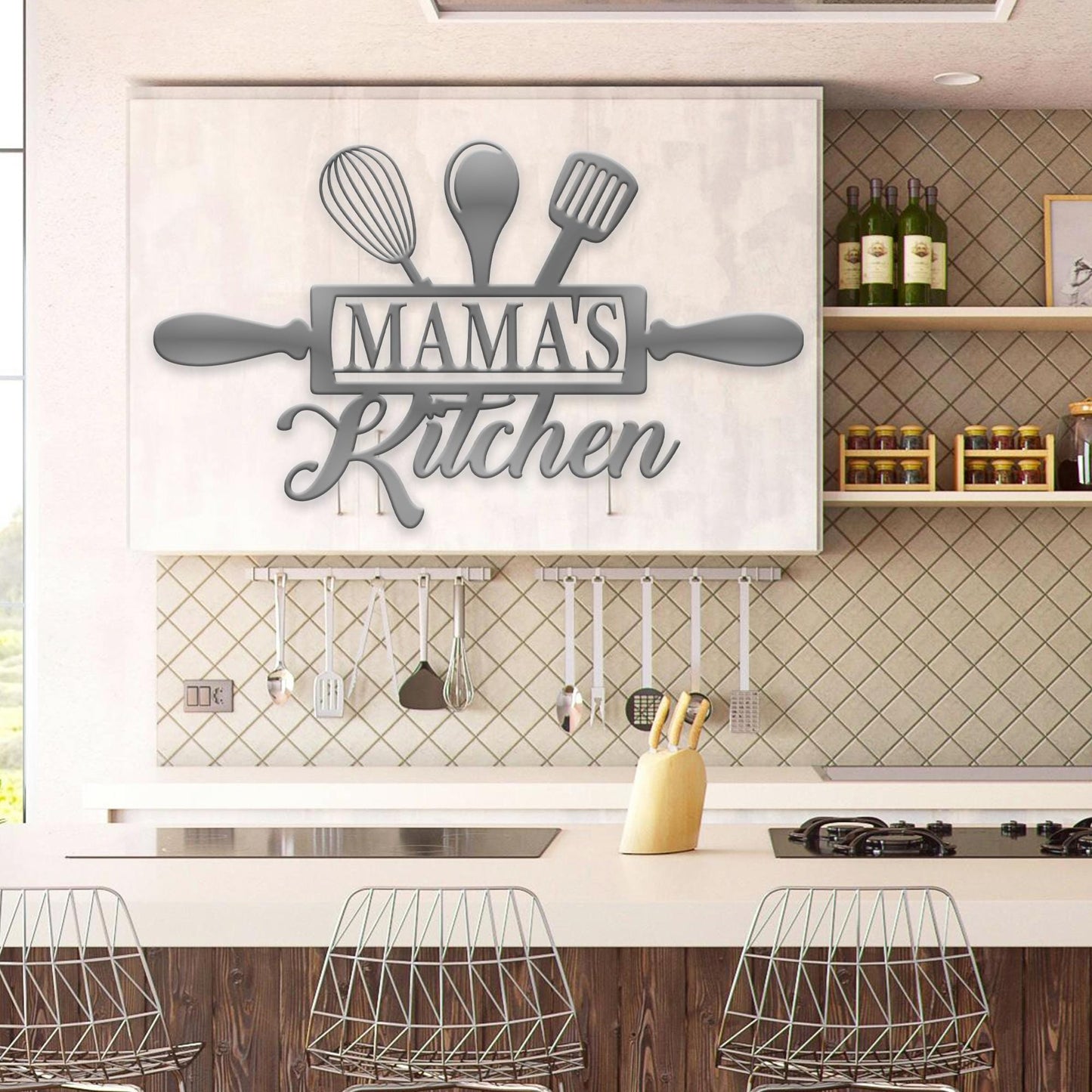 Personalized Kitchen Metal Sign, Custom Kitchen Name Sign, Housewarming Wall Art Decor, Cooking lover Gift, Moms Kitchen, Gift for Grandma