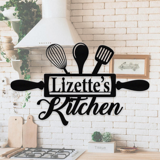 Personalized Kitchen Metal Sign, Custom Kitchen Name Sign, Housewarming Wall Art Decor, Cooking lover Gift, Moms Kitchen, Gift for Grandma