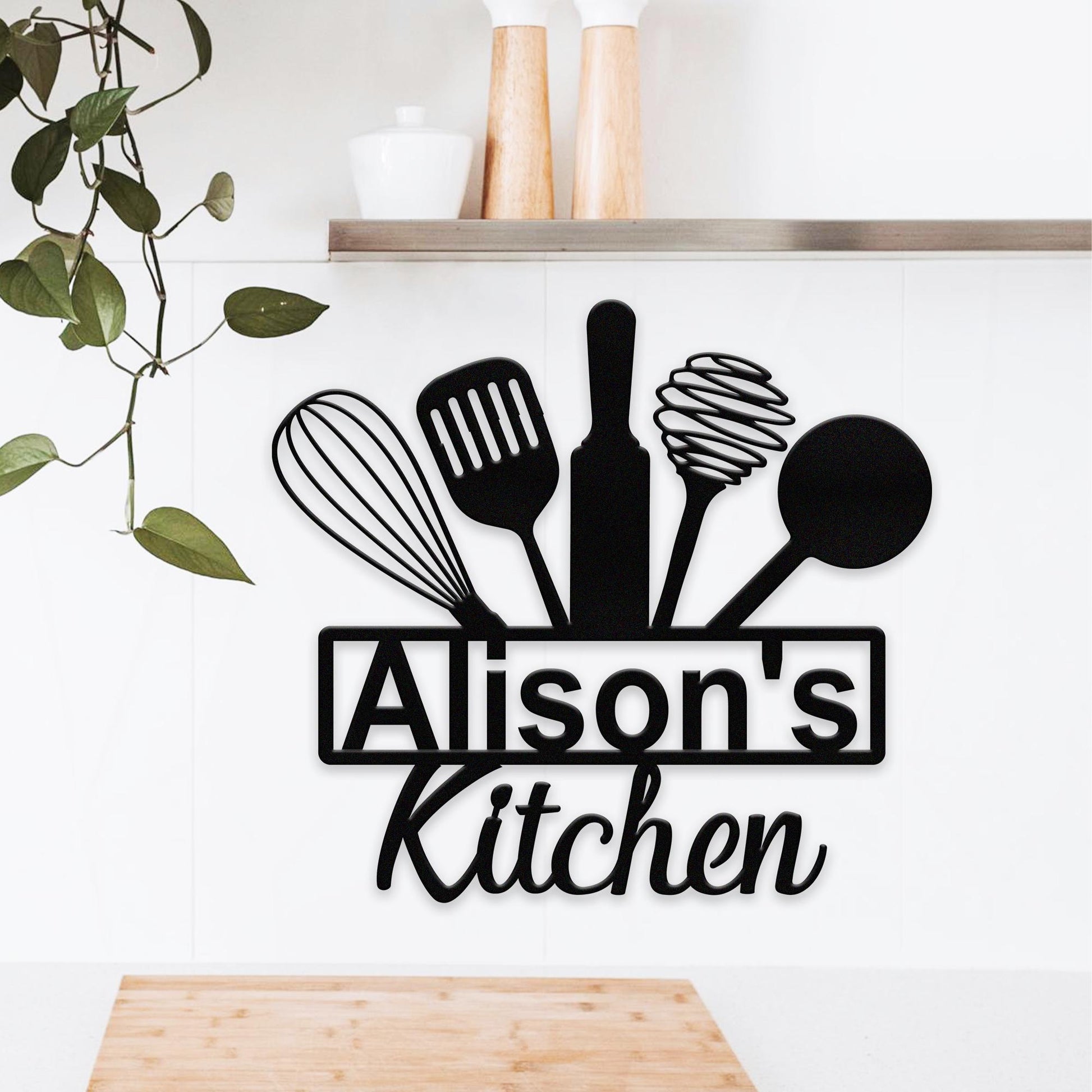 Personalized Kitchen Name Sign, Custom Kitchen Metal Sign with Name, Family Kitchen Sign, Dining Room Decor,Cooking Gift,Gift for Mom