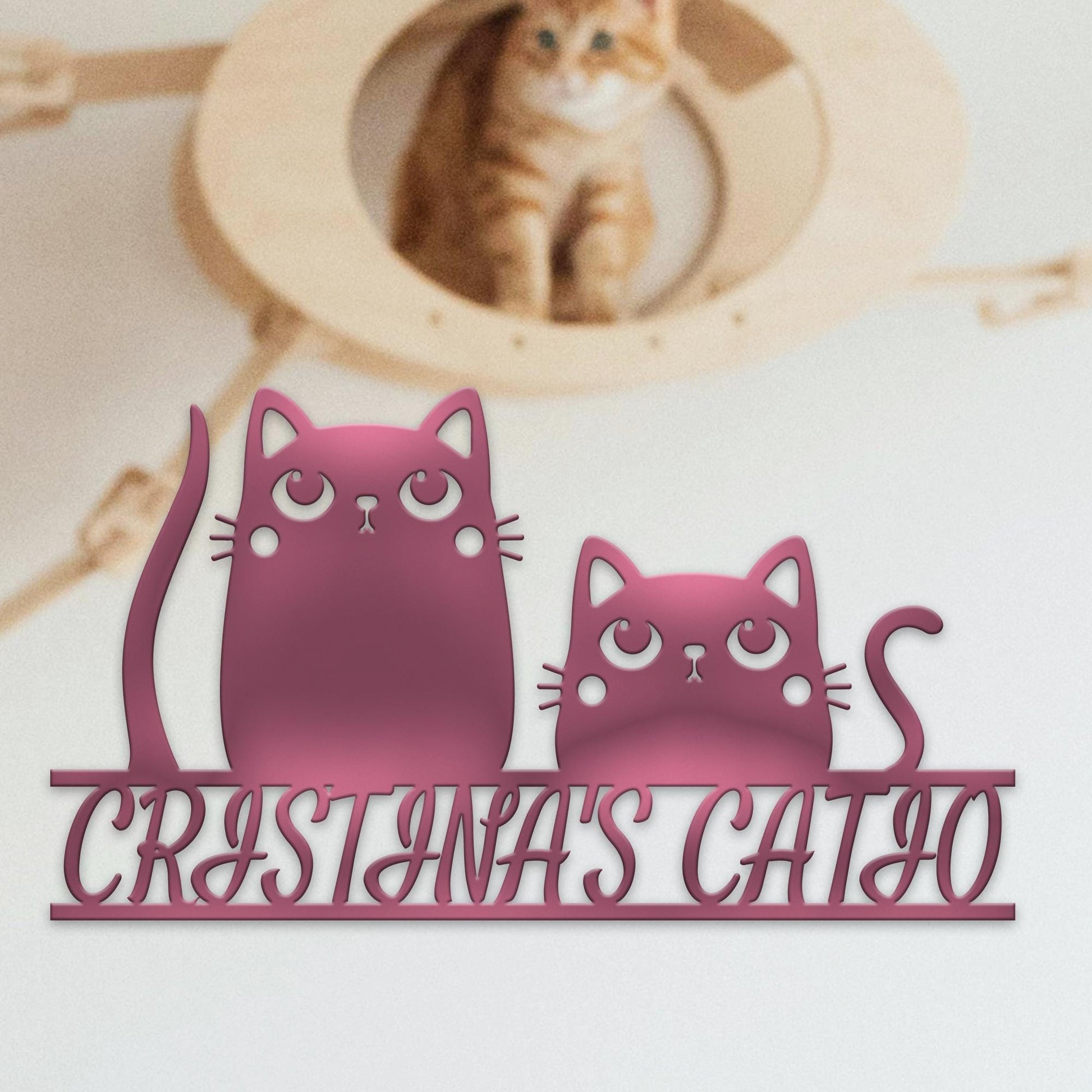 Cute Kitten Metal Sign,Personalized Cat Sign, Custom Cute Cat Name Sign, Cat Lover Gift, Cat Hanging Sign,Cat Metal Wall Decor, Cattery Sign