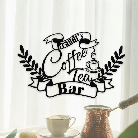 Personalized Coffee Bar Sign, Custom Coffee Wall Decor, Name Sign Metal Wall Art, Sign for Coffee Shop, Kitchen Sign, Coffee Lover Gift