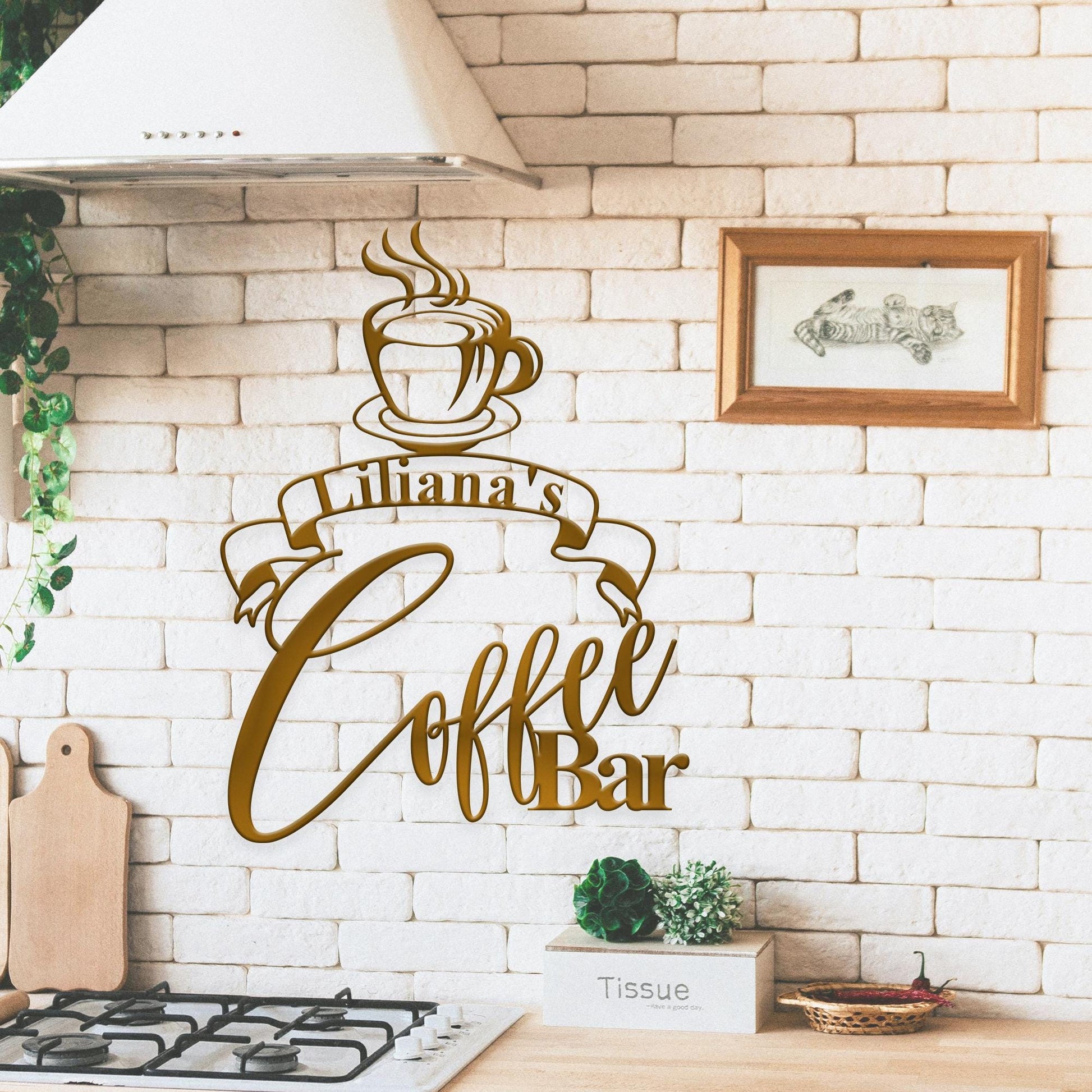 Personalized Coffee Bar Sign, Custom Coffee Name Sign, Coffee Home Decor, Kitchen Wall Hanging, Kitchen Wall Decor, Coffee Lover Gift