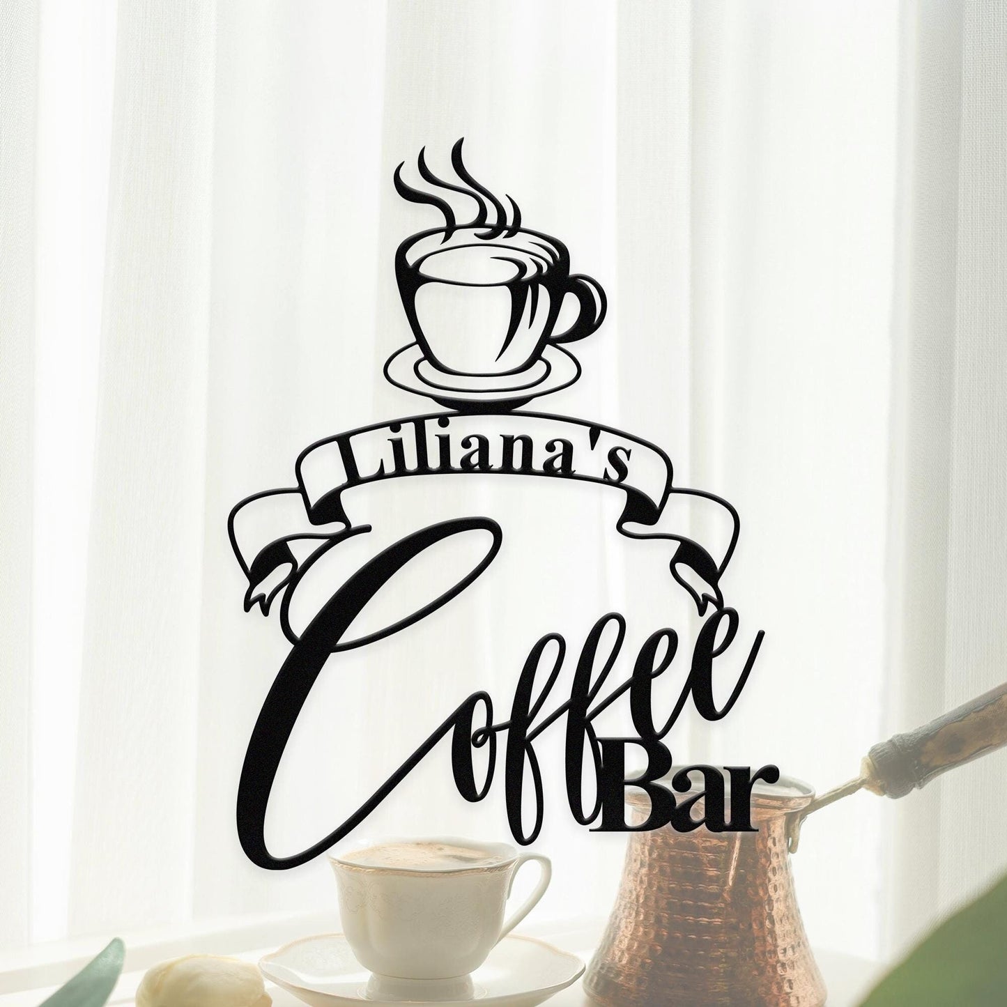 Personalized Coffee Bar Sign, Custom Coffee Name Sign, Coffee Home Decor, Kitchen Wall Hanging, Kitchen Wall Decor, Coffee Lover Gift