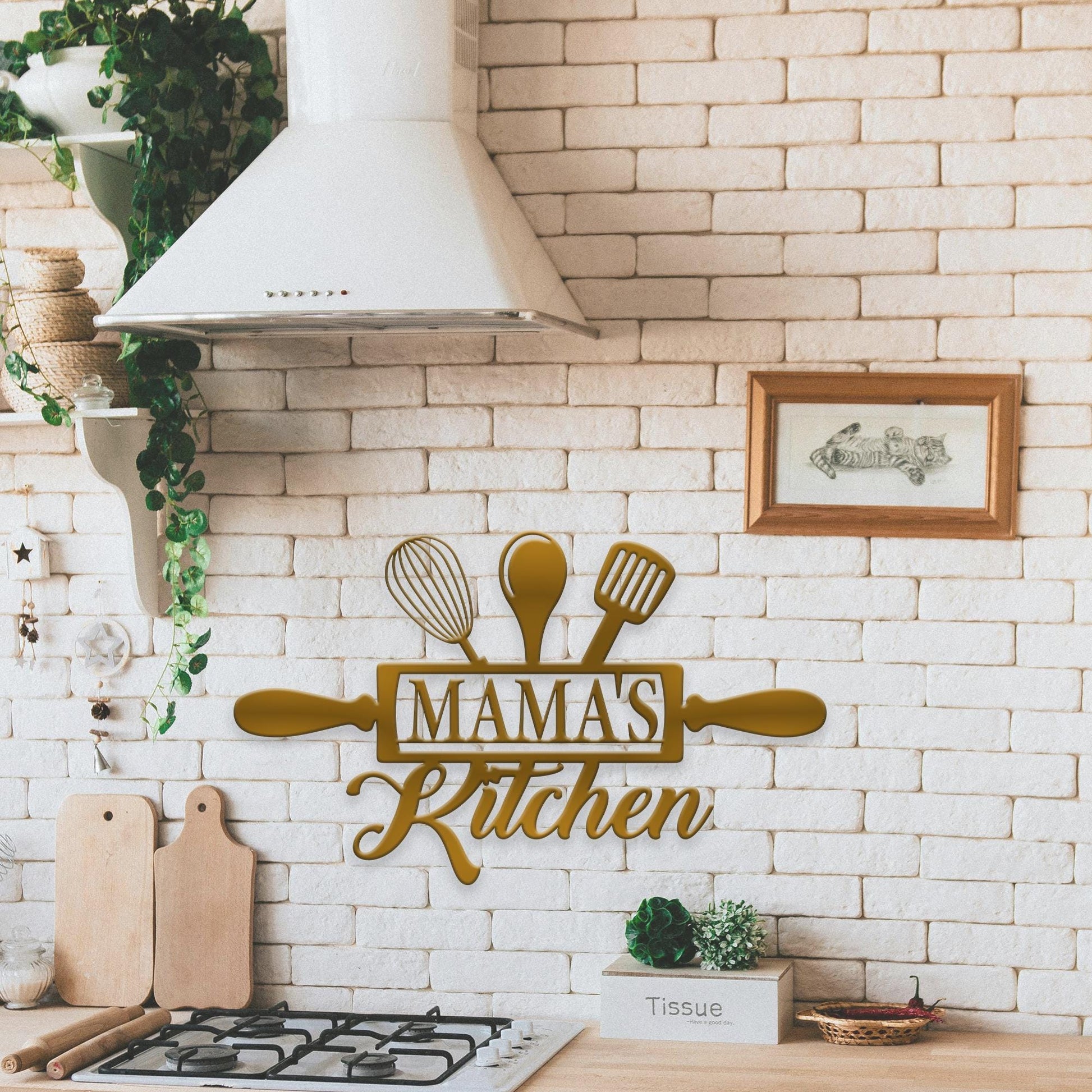 Personalized Kitchen Metal Sign, Custom Kitchen Name Sign, Housewarming Wall Art Decor, Cooking lover Gift, Moms Kitchen, Gift for Grandma