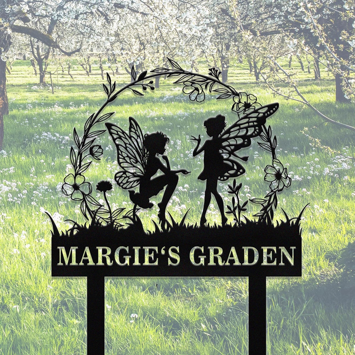 Personalized Fairy Garden Stake, Custom Fairy Metal Garden Sign,Metal Fairy Garden Art,Outdoor Garden Yard Decor,Gardener Gift,Lawn Signs