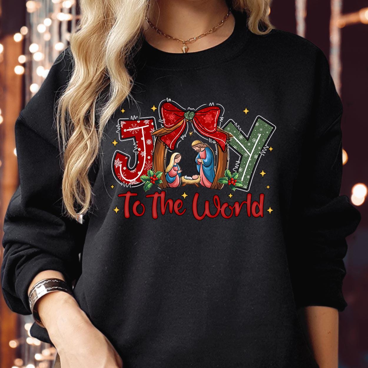 SWEATSHIRT (5383) Merry Christmas Christian Joy To The World Jesus Bible Verse Nativity Oh Holy Nigh Vibes Holiday Season Gift Xmas Jumper