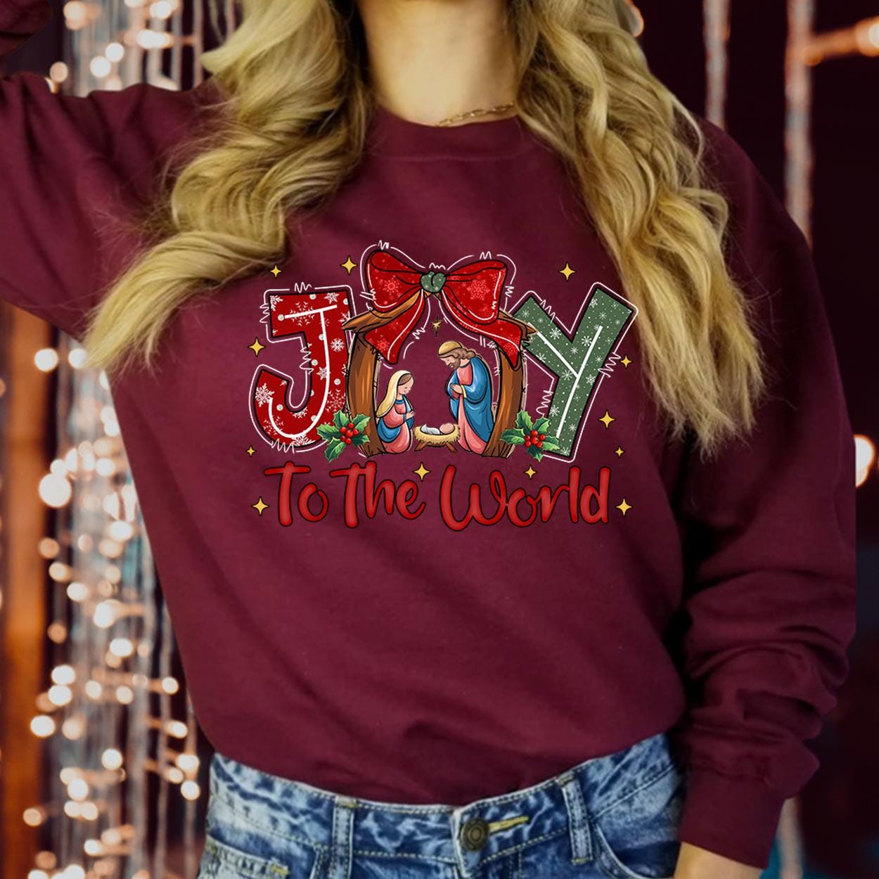 SWEATSHIRT (5383) Merry Christmas Christian Joy To The World Jesus Bible Verse Nativity Oh Holy Nigh Vibes Holiday Season Gift Xmas Jumper