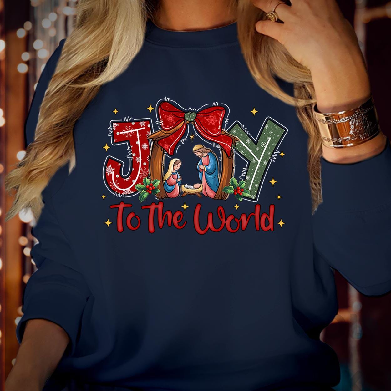 SWEATSHIRT (5383) Merry Christmas Christian Joy To The World Jesus Bible Verse Nativity Oh Holy Nigh Vibes Holiday Season Gift Xmas Jumper