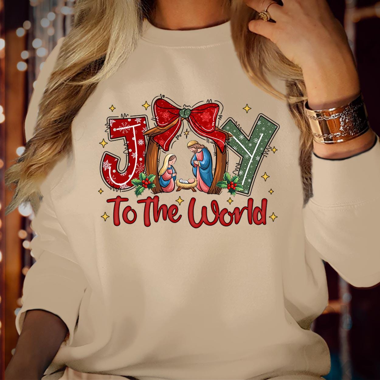 SWEATSHIRT (5383) Merry Christmas Christian Joy To The World Jesus Bible Verse Nativity Oh Holy Nigh Vibes Holiday Season Gift Xmas Jumper