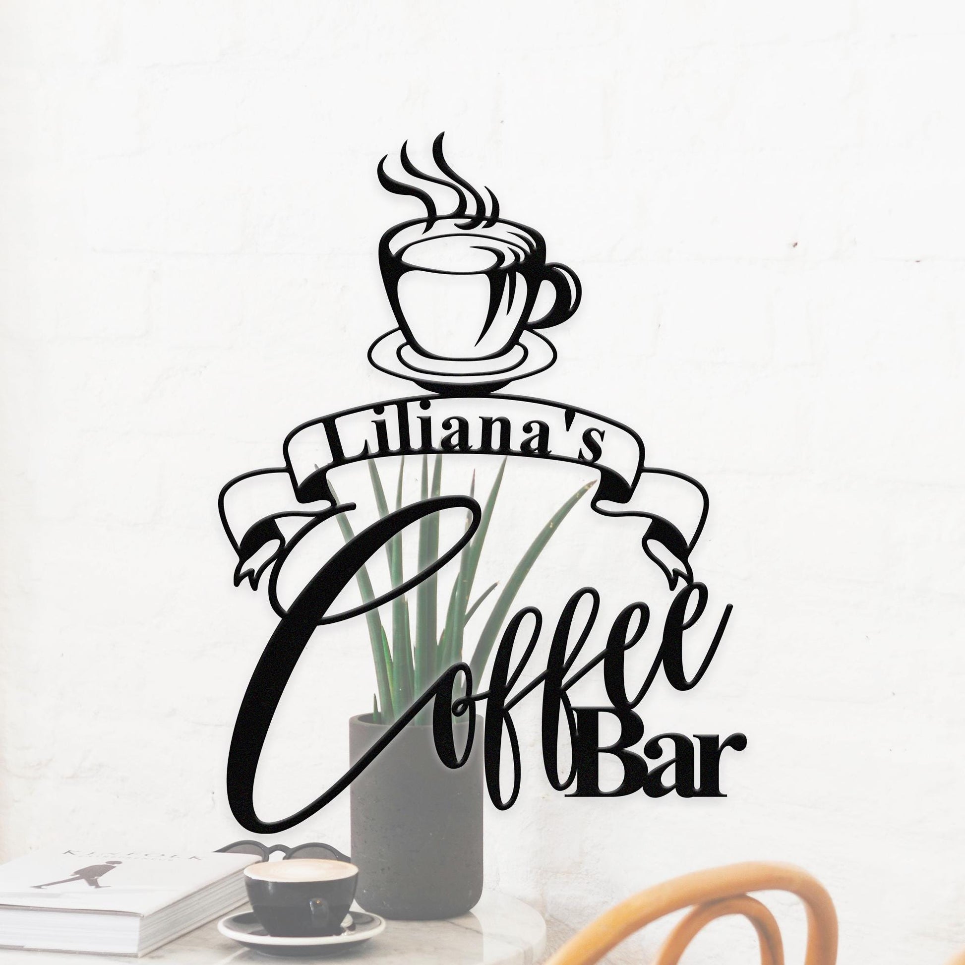 Personalized Coffee Bar Sign, Custom Coffee Name Sign, Coffee Home Decor, Kitchen Wall Hanging, Kitchen Wall Decor, Coffee Lover Gift