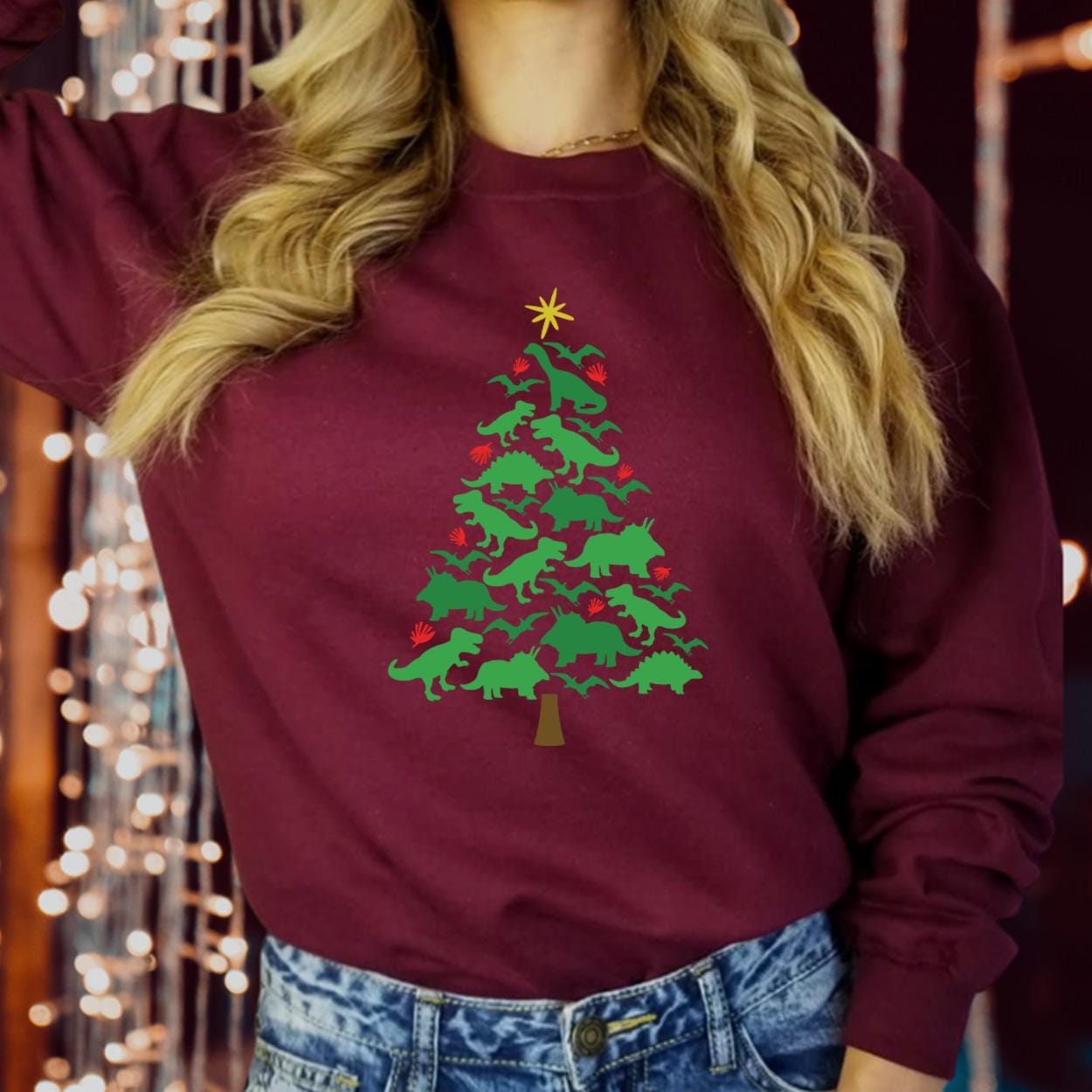 SWEATSHIRT (5109) TREE REX Christmas Tree Dinosaur Xmas Sweatshirts Christmas jumper funny Lapland gift for Mens Womens Christmas Jumper