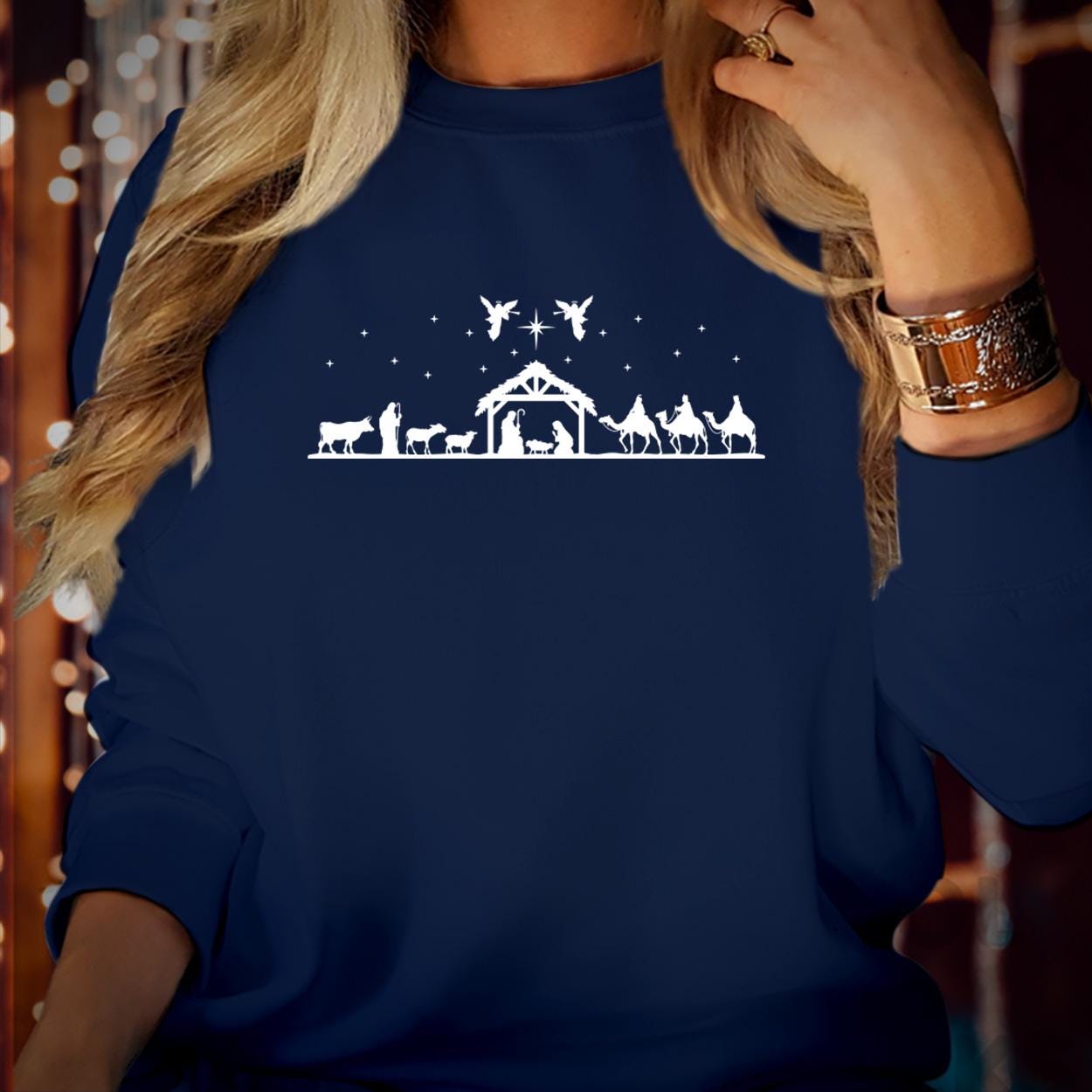 SWEATSHIRT (5204) 3 CAMEL Nativity Scene Jesus Merry Christmas Xmas Christian Quotes Scripture, Bible Verses God Religious Nativity Jumper