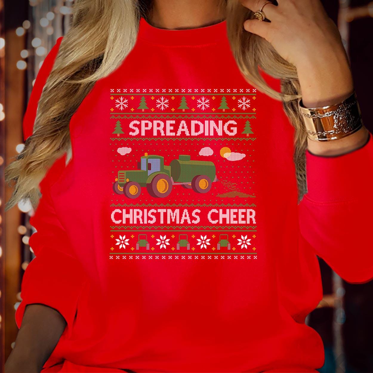 SWEATSHIRT (5230) Spreading Christmas Cheer farming tractor farmer Green Tractor Dad Xmas Gift Christmas Jumper