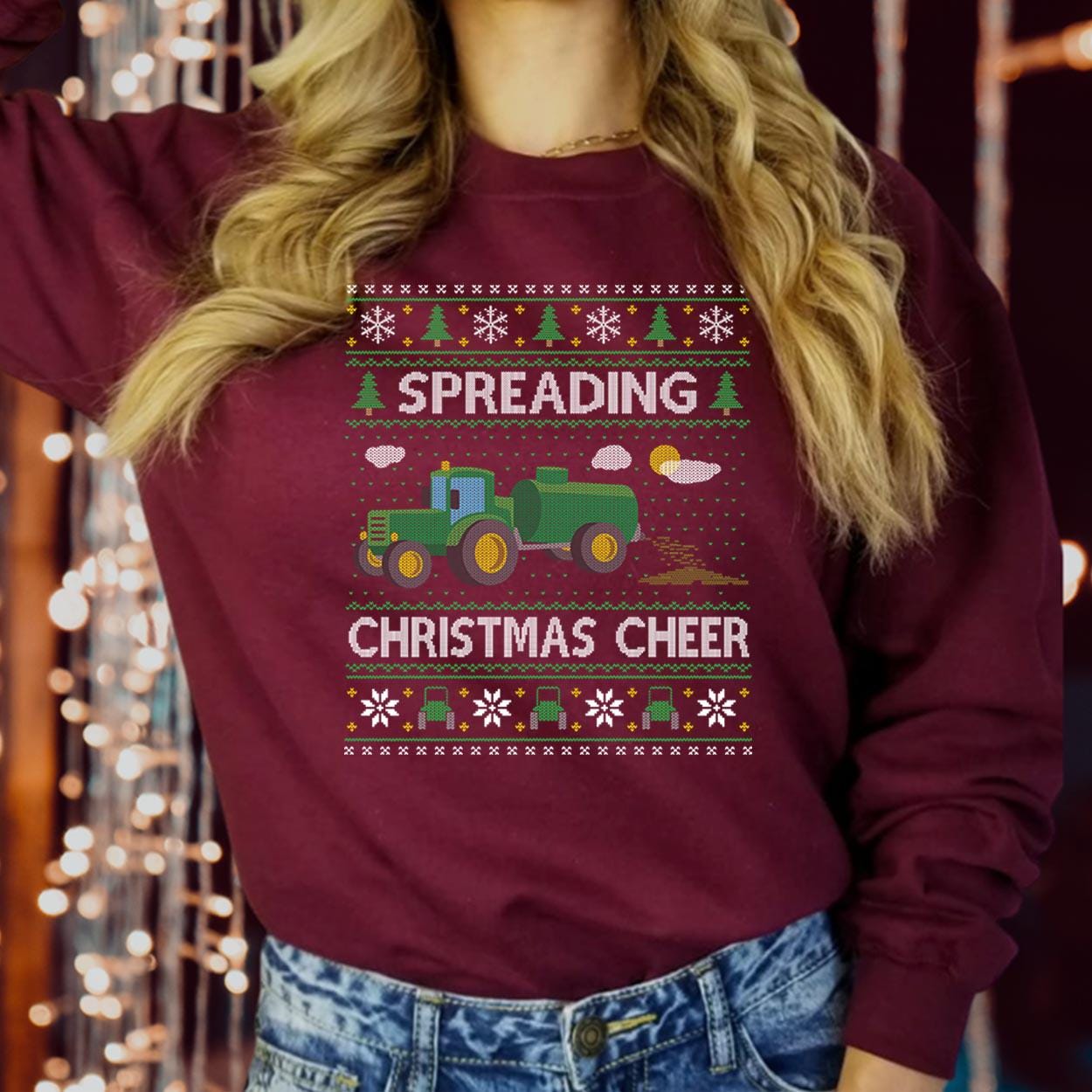 SWEATSHIRT (5230) Spreading Christmas Cheer farming tractor farmer Green Tractor Dad Xmas Gift Christmas Jumper