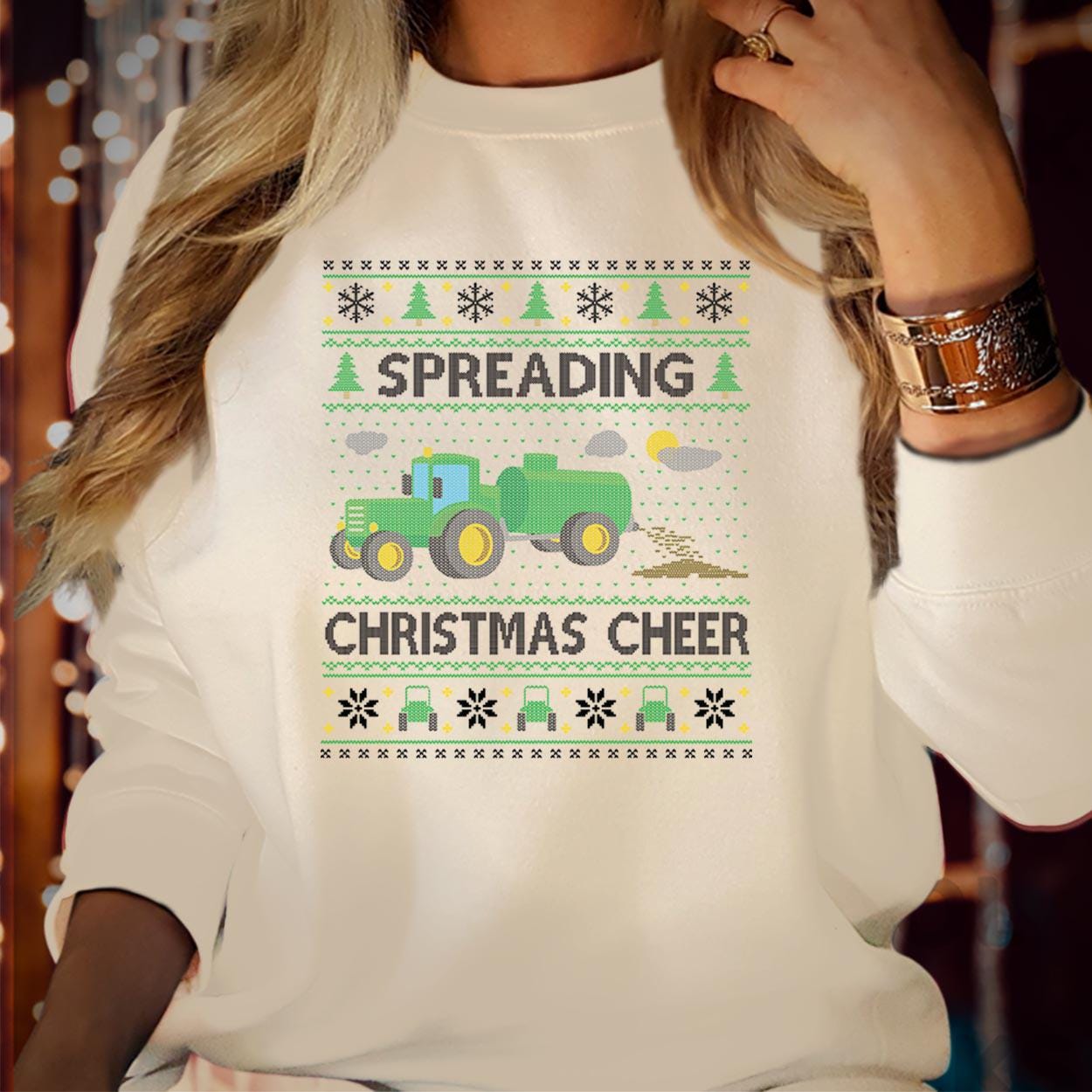 SWEATSHIRT (5230) Spreading Christmas Cheer farming tractor farmer Green Tractor Dad Xmas Gift Christmas Jumper