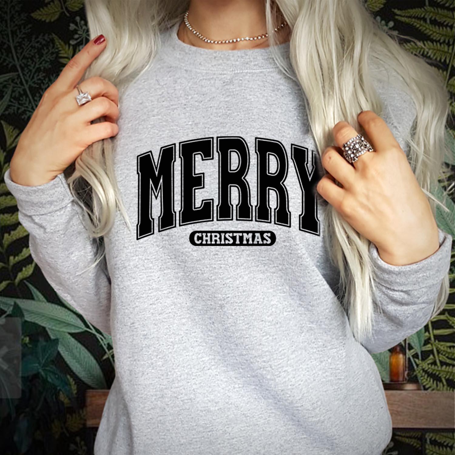 SWEATSHIRT (5283) MERRY CHRISTMAS Retro Santa Claus Christmas Outfit Women Christmas Jumper