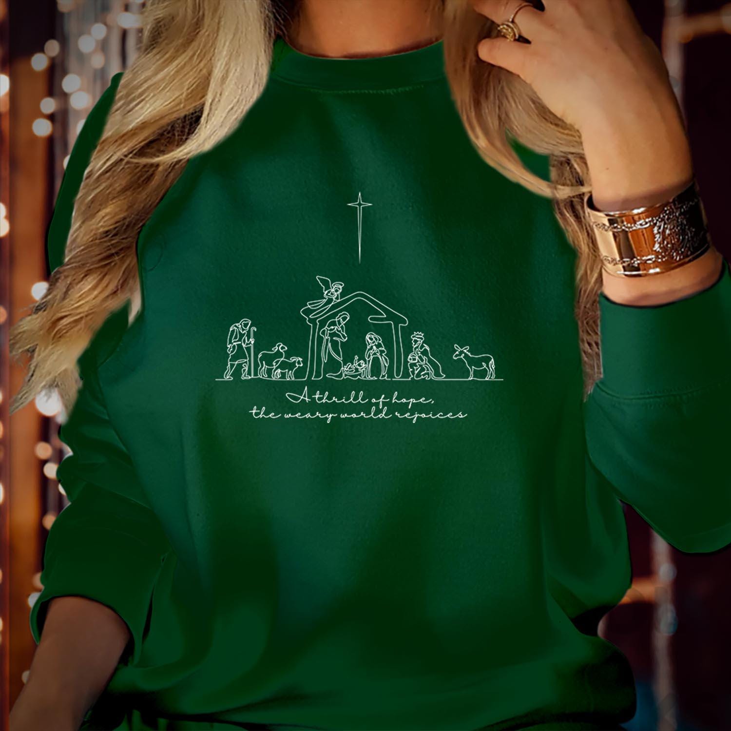 SWEATSHIRT (5385) A Thrill of Hope Nativity Advent Christian Christmas Christmas Jesus Christmas Jumper