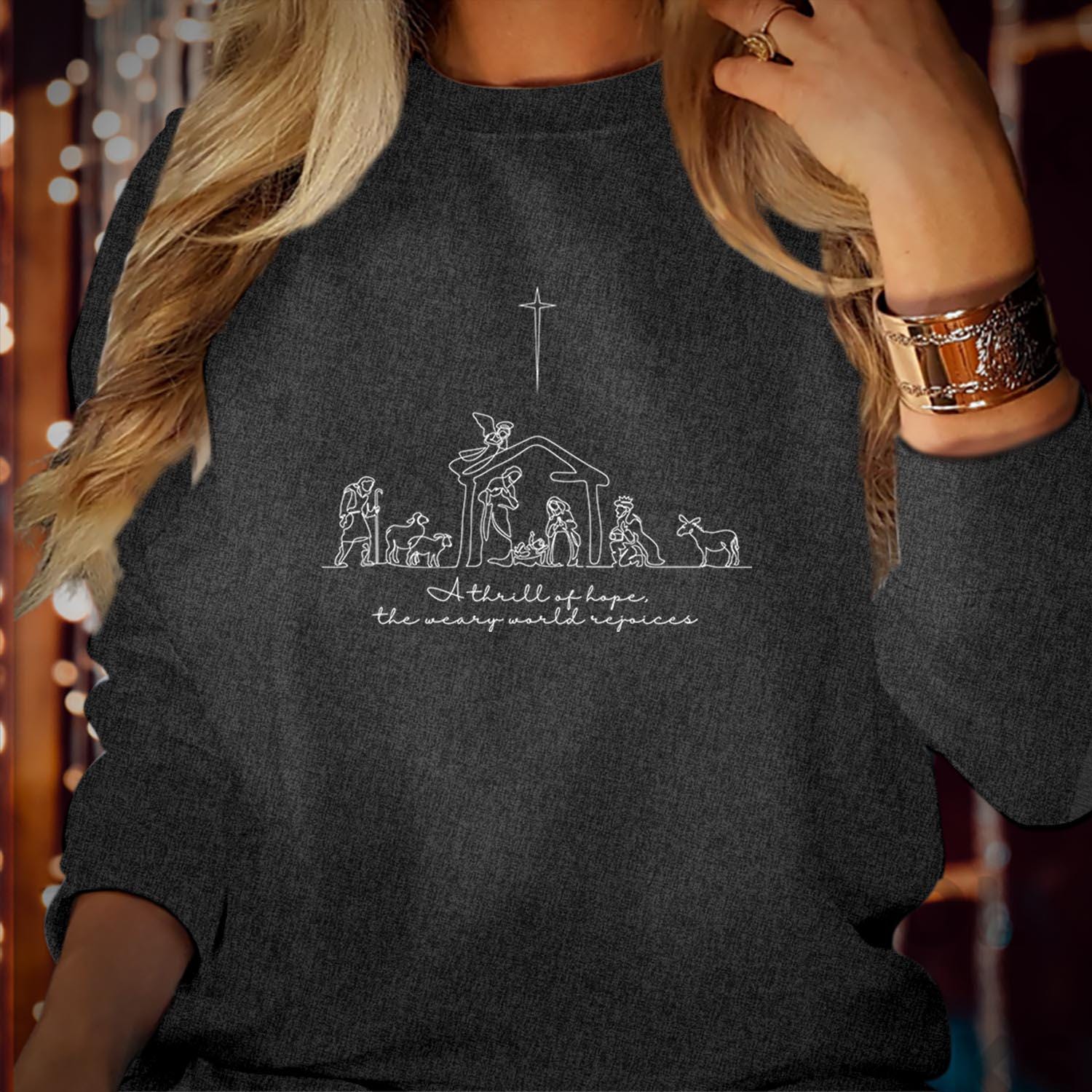 SWEATSHIRT (5385) A Thrill of Hope Nativity Advent Christian Christmas Christmas Jesus Christmas Jumper