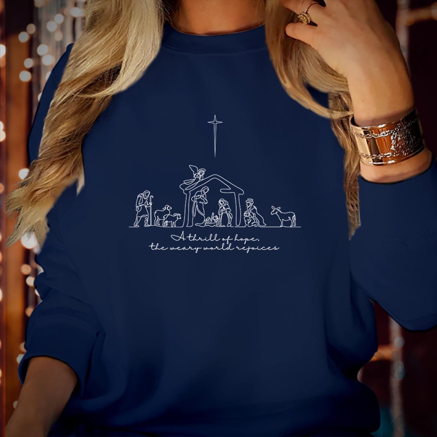 SWEATSHIRT (5385) A Thrill of Hope Nativity Advent Christian Christmas Christmas Jesus Christmas Jumper