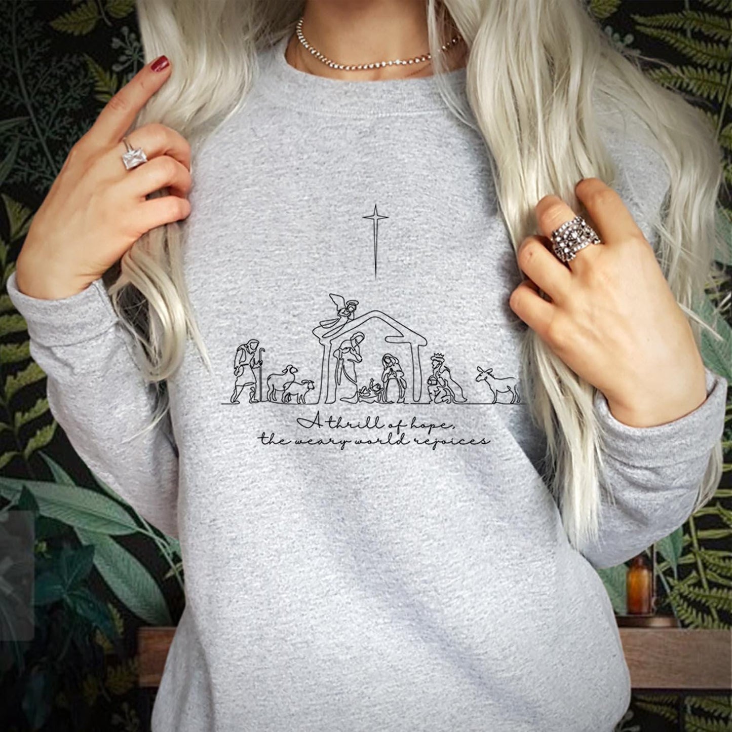 SWEATSHIRT (5385) A Thrill of Hope Nativity Advent Christian Christmas Christmas Jesus Christmas Jumper