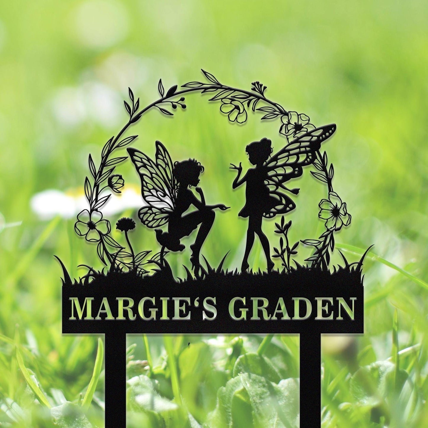 Personalized Fairy Garden Stake, Custom Fairy Metal Garden Sign,Metal Fairy Garden Art,Outdoor Garden Yard Decor,Gardener Gift,Lawn Signs