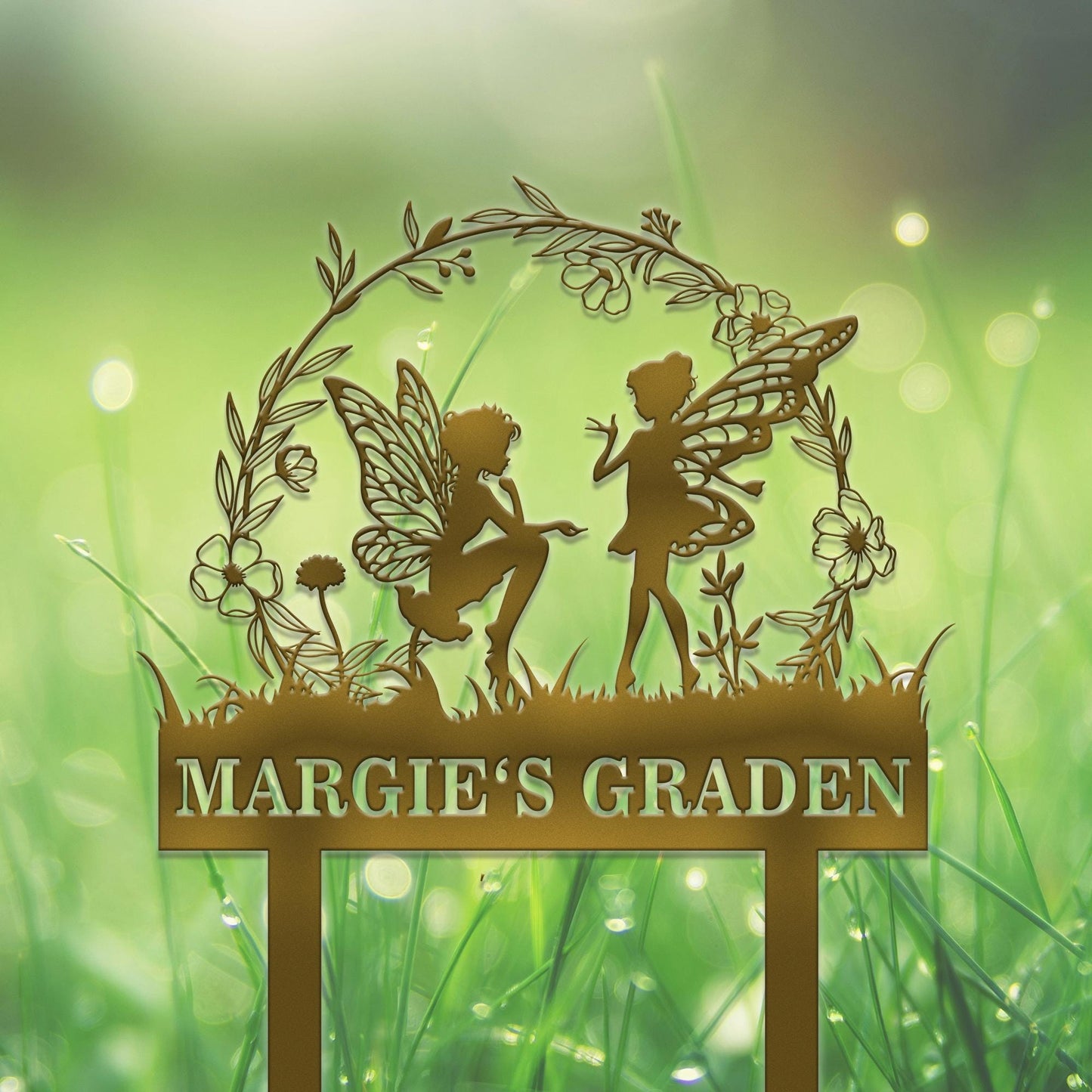 Personalized Fairy Garden Stake, Custom Fairy Metal Garden Sign,Metal Fairy Garden Art,Outdoor Garden Yard Decor,Gardener Gift,Lawn Signs